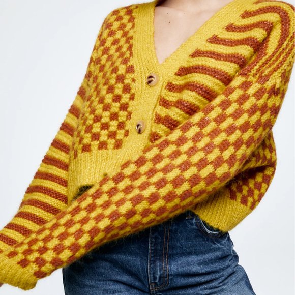 Zara Combination Jacquard Knit Cardigan S - Picture 4 of 8